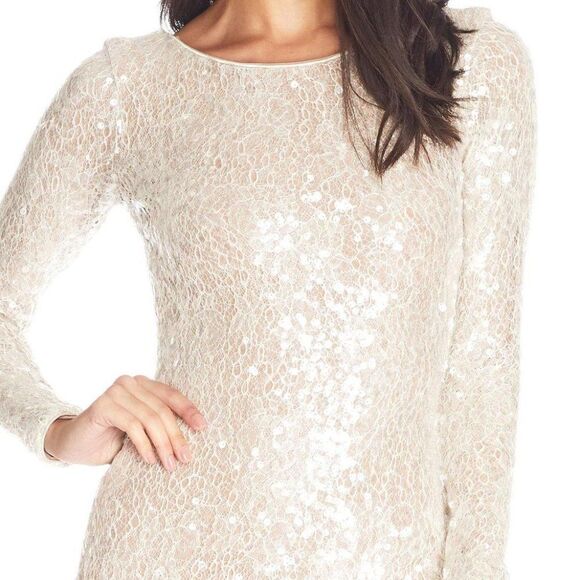 Dress the Population Susanna Dress Long Sleeve Stretch Sequin Midi Dress - Picture 4 of 10